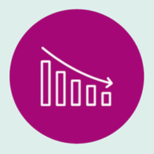 An illustration of a column graph decreasing across the x axis