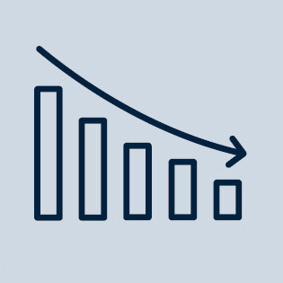 Illustration of a column graph trending down along the x axis