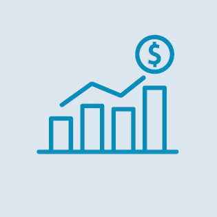 Illustration of a column graph trending up along the x axis